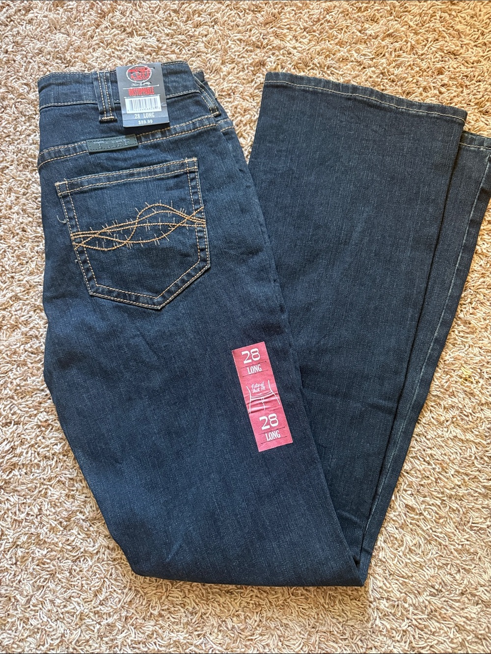 NWT Cowgirl Tuff Jeans 28x35